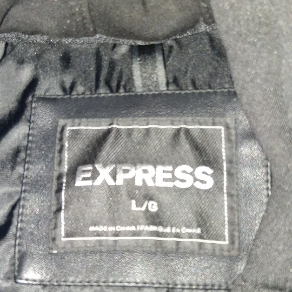 Express Black Faux Quilted Bomber Jacket - Picture 2 of 5